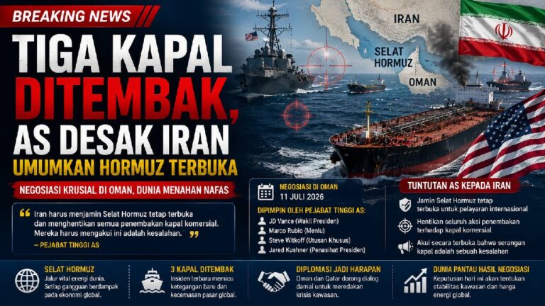 AS Desak Iran Jamin Selat Hormuz Tetap Terbuka Usai Tiga Kapal Ditembak