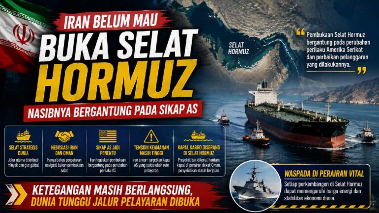 Iran Belum Buka Selat Hormuz, Masa Depan Jalur Pelayaran Bergantung pada Sikap Amerika Serikat