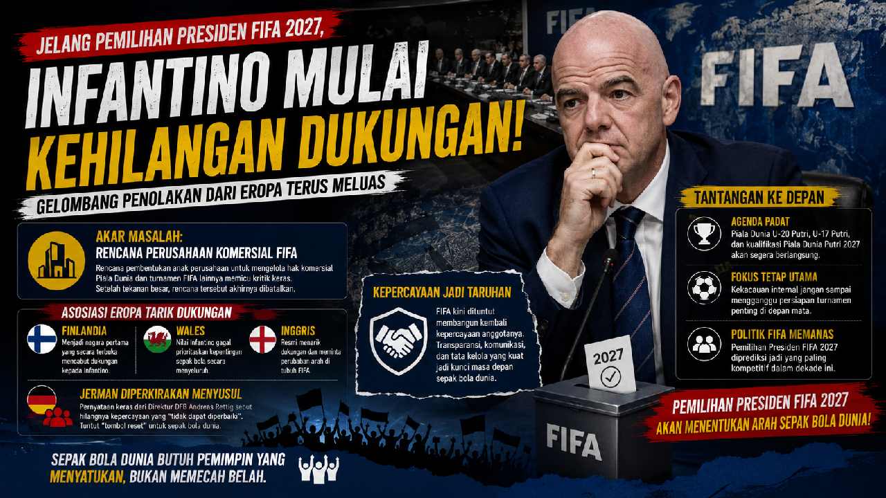 Jelang Pemilihan Presiden FIFA 2027, Dukungan untuk Gianni Infantino Mulai Melemah