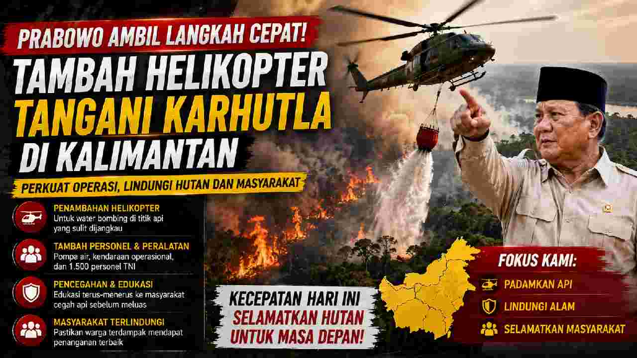 Prabowo Tambah Helikopter untuk Perkuat Penanganan Karhutla Kalimantan