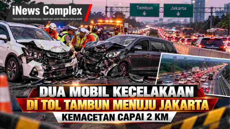 Dua Mobil Kecelakaan di Tol Tambun Menuju Jakarta, Kemacetan Capai 2 Km