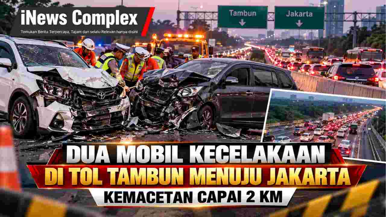 Dua Mobil Kecelakaan di Tol Tambun Menuju Jakarta, Kemacetan Capai 2 Km
