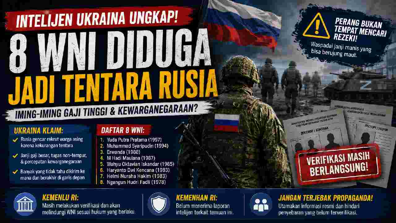 Intelijen Ukraina Ungkap Delapan WNI Diduga Bergabung dengan Militer Rusia